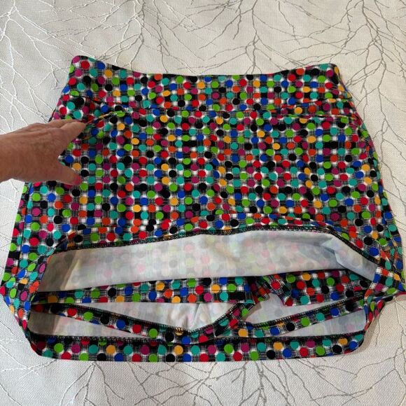 Attyre Skort Black Pink Red Colorful Dot Pattern Pockets Tennis Golf SZ 12 - Picture 3 of 6